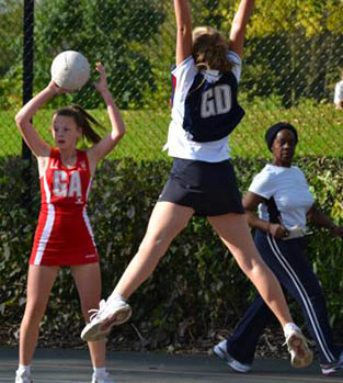 Netball players in action in Gibraltar