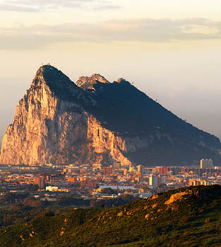 The rock of Gibraltar in the morning dawn