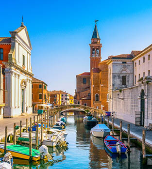 The canal in Chioggia town, Veneto, Italy