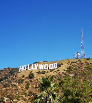 The famous Hollywood sign in Los Angeles, California