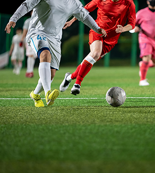 Footballers in action