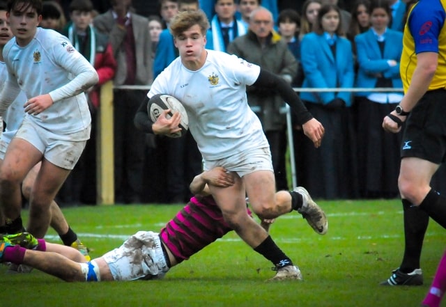 A rugby player in action