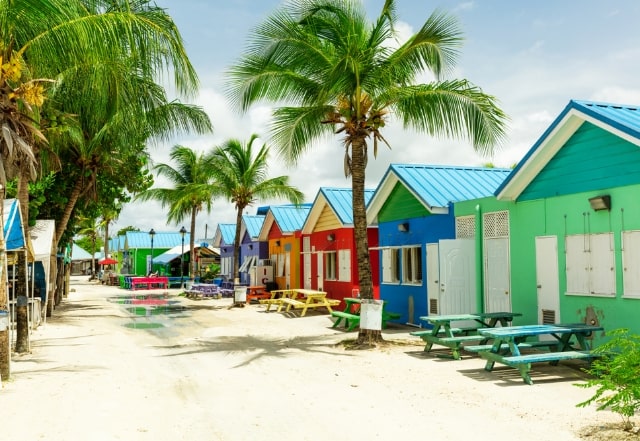 Colourful huts in Barbados