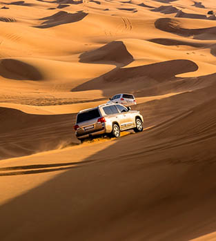 A desert safari in the red desert near Dubai