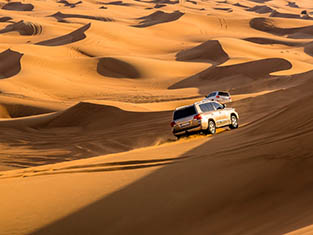 A desert safari in the red desert near Dubai