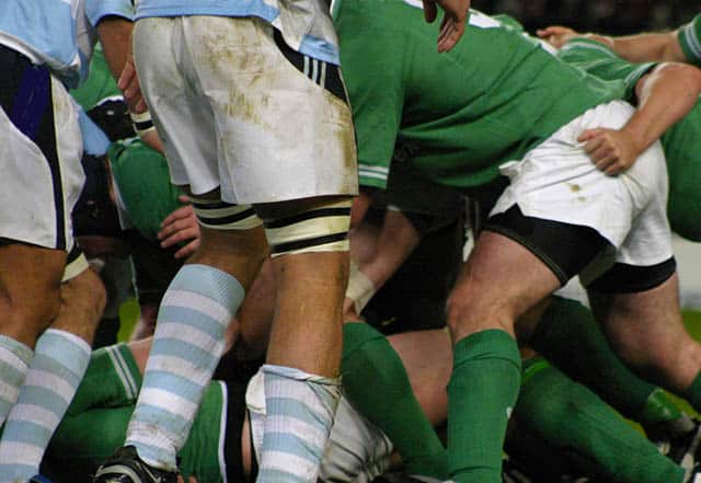 Rugby players in a ruck in Ireland