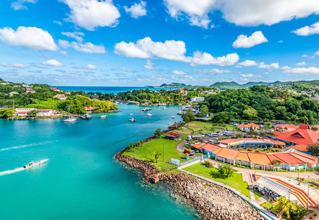 Aerial view of port Castries in Saint Lucia