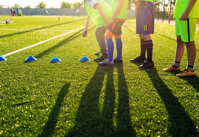 Football training session in the sun