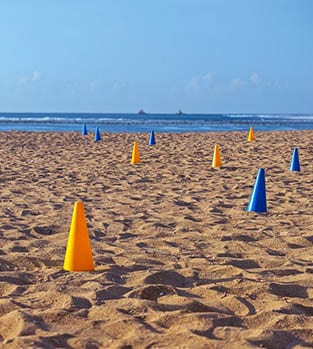 Football training session on the beach