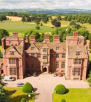 Aerial view of Condover Hall Activity Centre, Shropshire