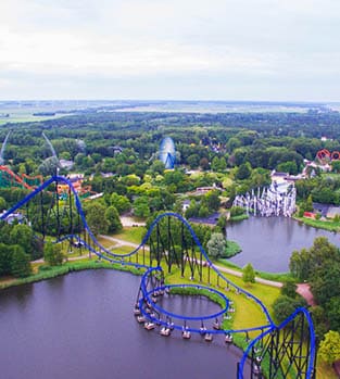 Aerial,View,On,A,Amusement,Park,In,The,Netherlands Aerial view of the Walibi Holland theme park in the Netherlands