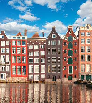 Typical dutch houses in Amsterdam, Netherlands