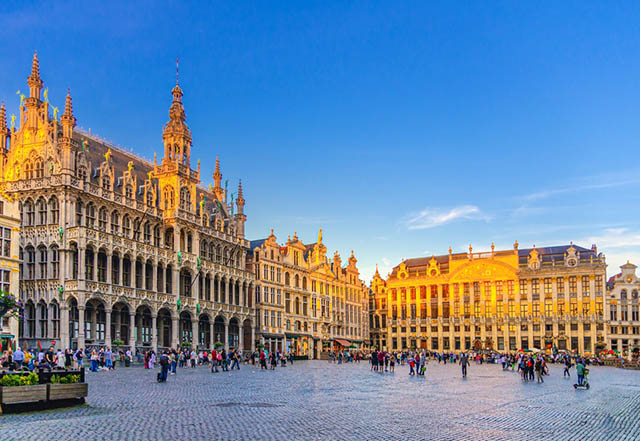 The Grand Place at sunset in Brussels, Belgium