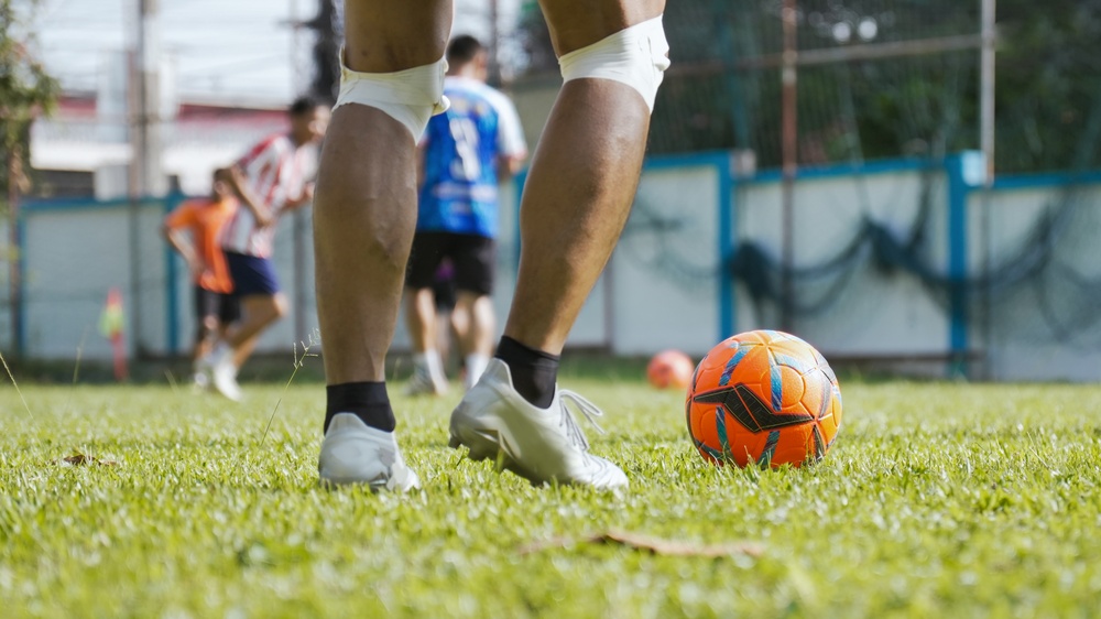 Football player during practice