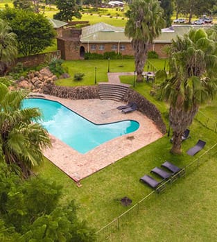 Aerial view of Game Haven and the swimming pool in Malawi