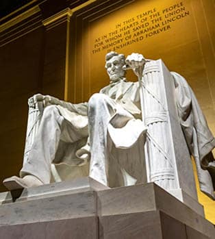 The Lincoln Memorial statue in Washington DC, USA