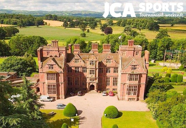 Aerial view of Condover Hall Activity Centre in Shropshire, UK