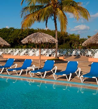 Sun chairs by the pool