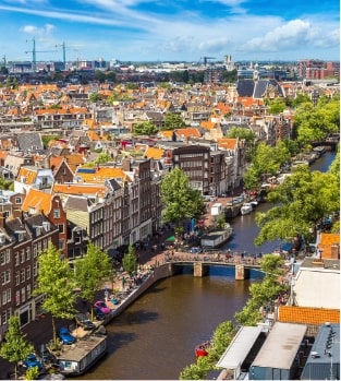 Aerial view of Amsterdam