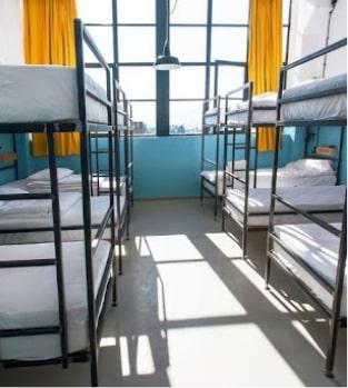 A youth hostel dorm