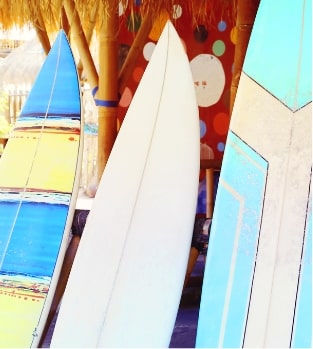 Surf boards on the beach in Barbados