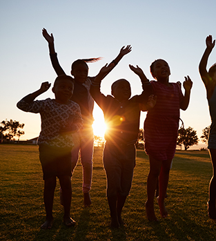 Children jumping with excitement