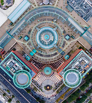 Aerial view of Colombo shopping centre in Lisbon, Portugal