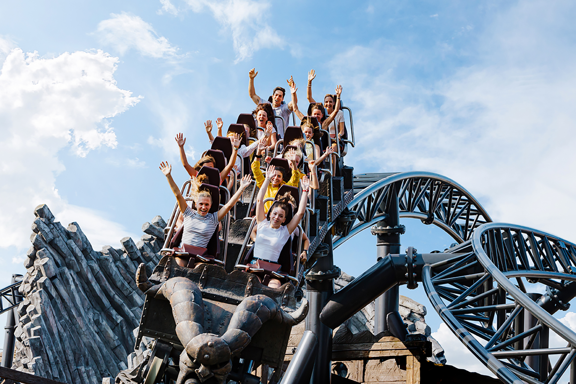 Taron rollercoaster going at full speed at Phantasialand in Germany