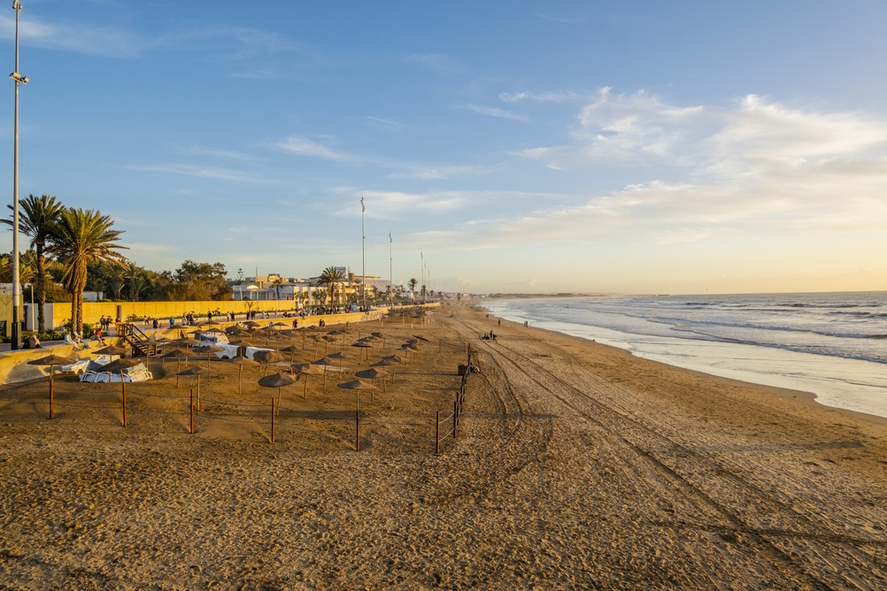 the sandy beach on Agadir, Morocco