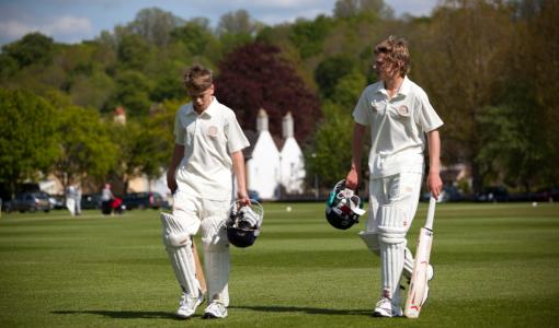 Cricket players taking a break