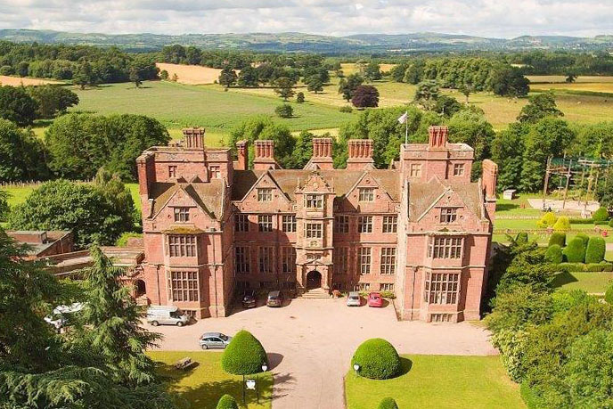 Aerial view of Condover Hall in Shropshire