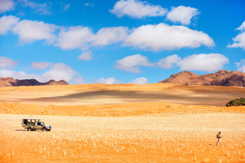 Drive through the Namib desert in Sossusvlei, Namibia